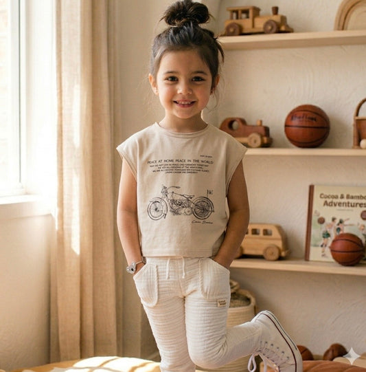 Crop Baskılı Modal Tişört