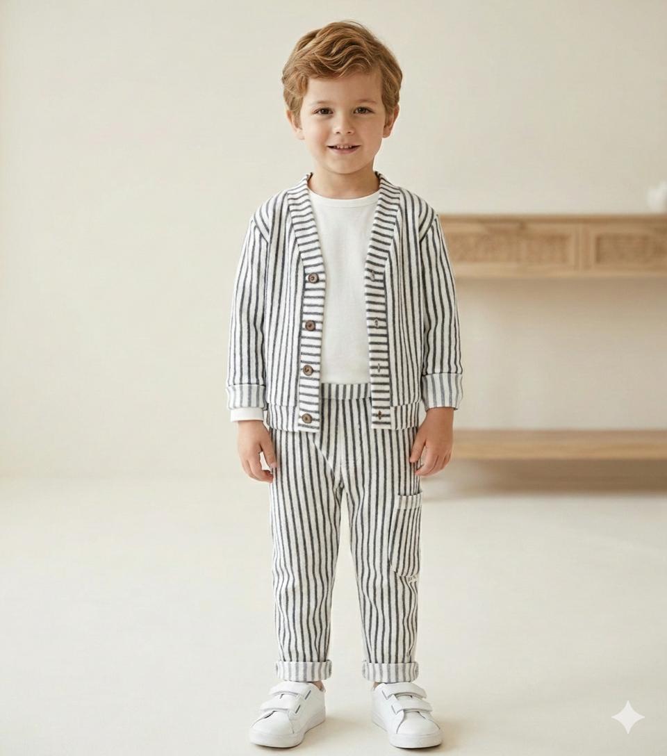 Çizgili Astarlı Takım