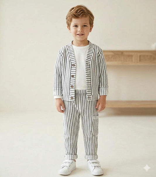 Çizgili Astarlı Takım