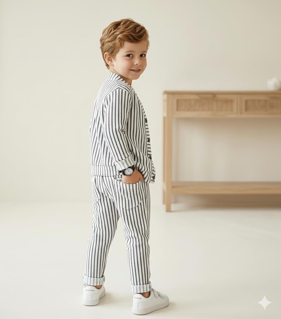 Çizgili Astarlı Takım